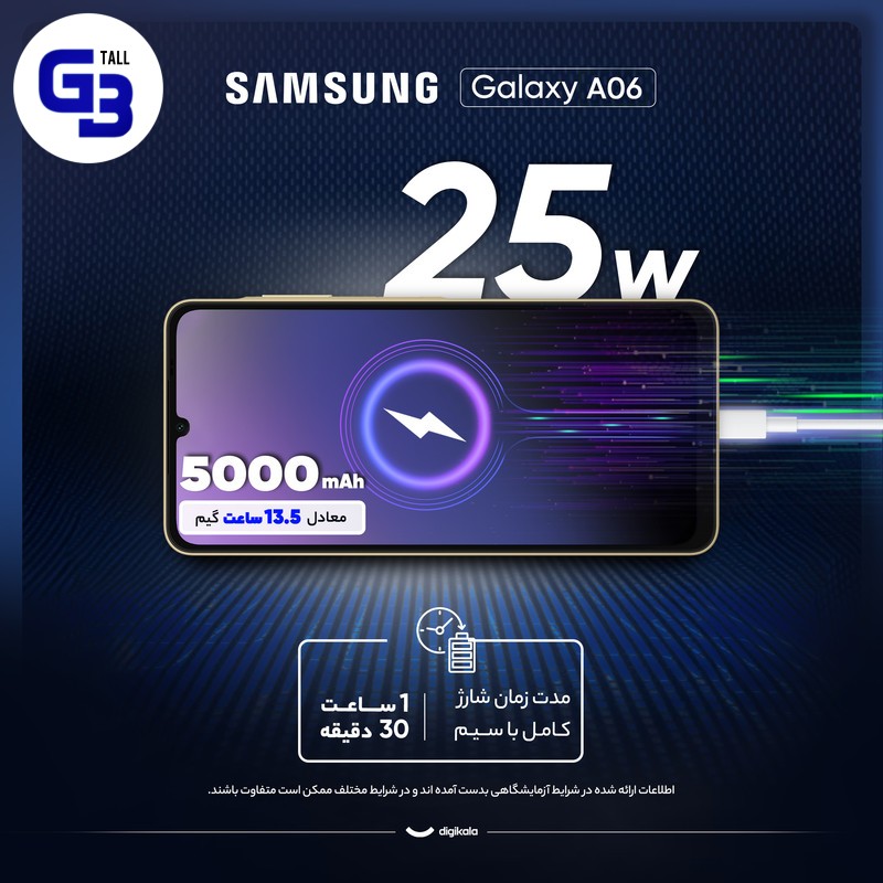 گوشی موبایل سامسونگ مدل Galaxy A06 دو سیم کارت ظرفیت 128 گیگابایت و رم 4 گیگابایت